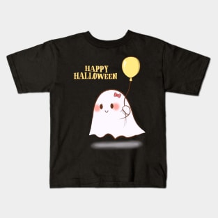 Happy Halloween Cute Ghost & Balloon Kids T-Shirt